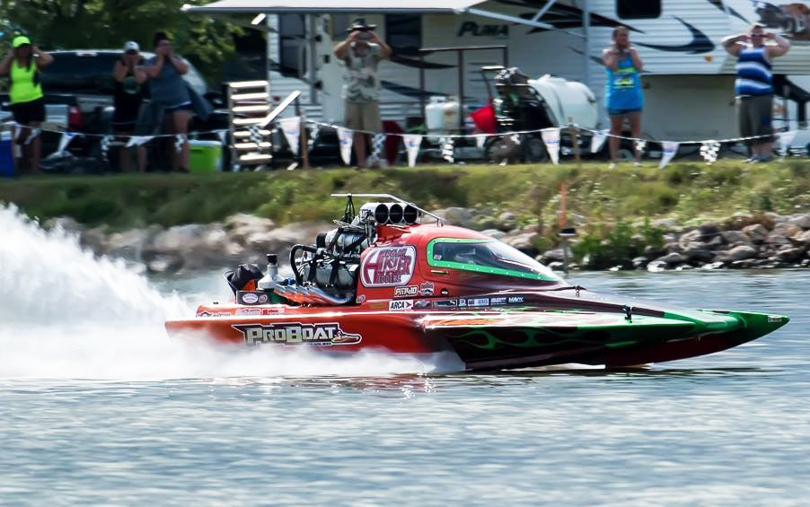 Anchors away... Pro boater Tyler Speer at the helm, throttles full-ahead for Springfield Mile Dirt