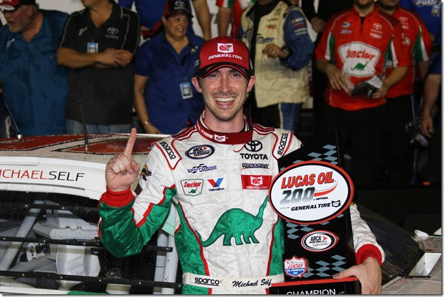Self survives Daytona; wins wild Lucas Oil 200