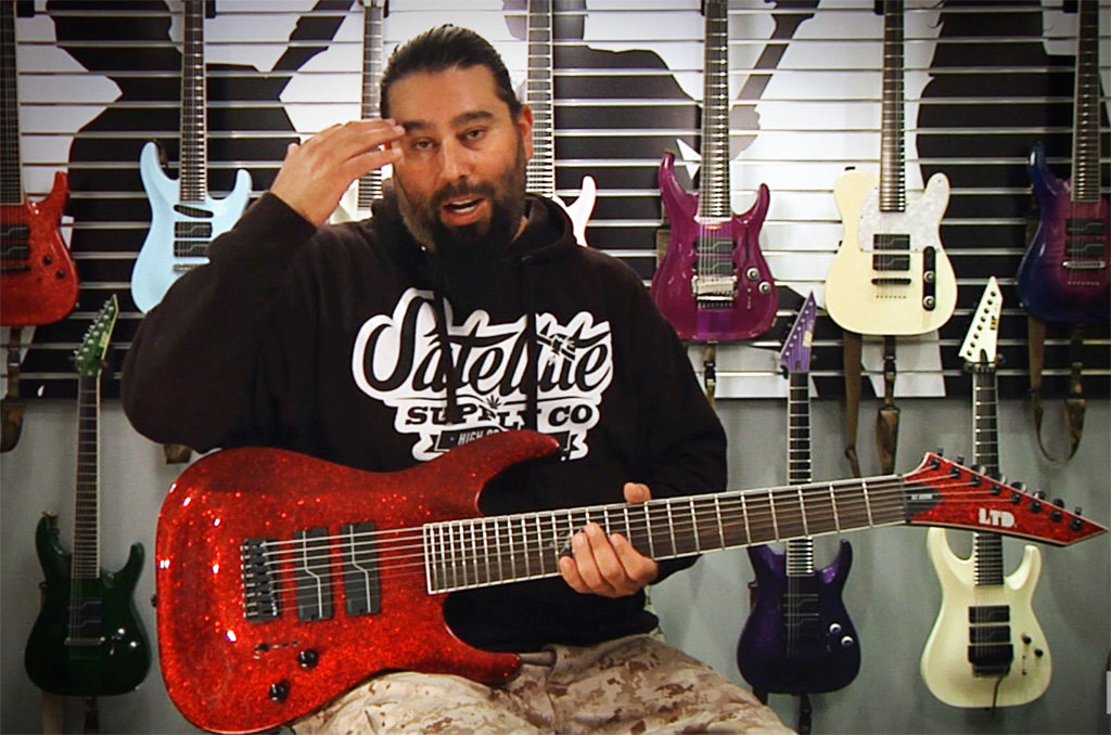 Stephen Carpenter (Deftones) on the SC608B Red Sparkle The ESP